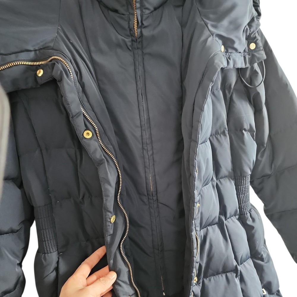Cole Haan Puffer Jacket Womens Medium Navy Blue Quilted Winter Chic Down Parka - Picture 4 of 11